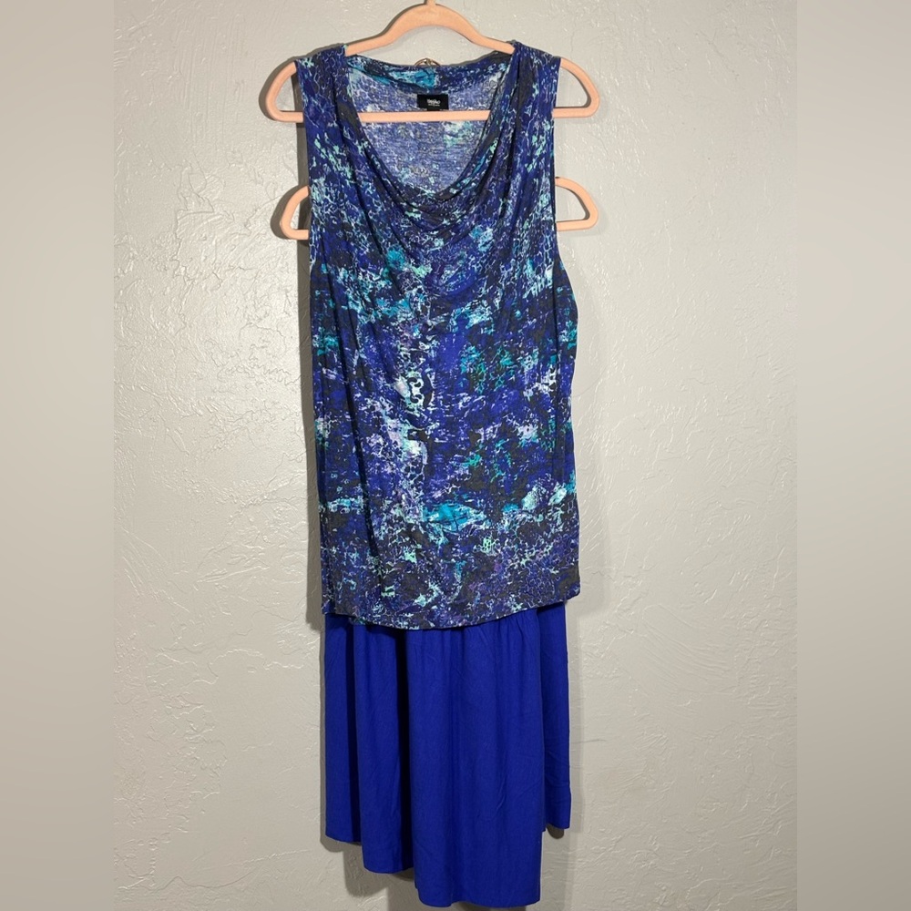 Vibrant Blue Shirt and Skirt with beautiful sleeveless shirt. See all photos.